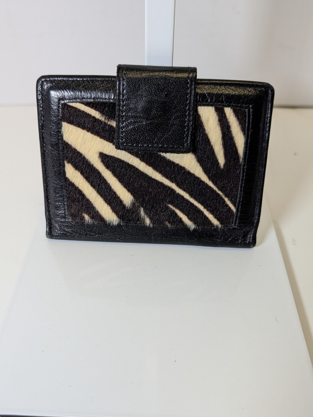 Vintage Pierre Cardin Zebra Print Calf Hair Wallet Full Grain Cowhide Bifold